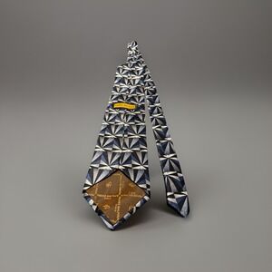 Vintage Pierre Balmain Paris Abstract Multicolor Silk‎ Navy White Brown